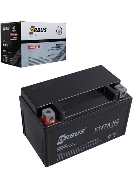 Orbus YTX7A-BS 12V 7A Motosiklet Aküsü (152 x 88 x 98 Mm) (2.5kg)