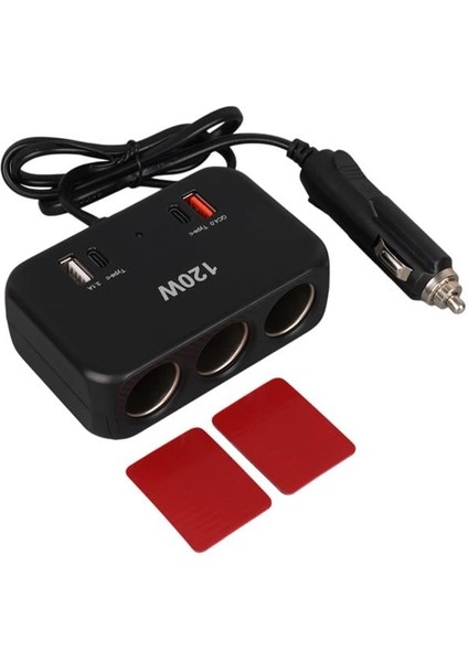 Olesson 1656 12-24V Çift USB + Çift Type-C 120W 80CM Kablolu 3'lü Araç Çakmak Çoklayıcı indirimleri