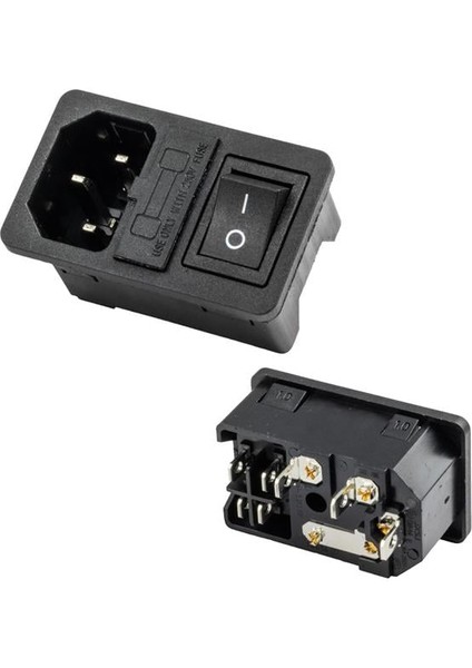 Powermaster IC-214A-S C14 Power Soket Erkek Anahtarlı+Fuseli Kulaksız Ul Sertifikalı