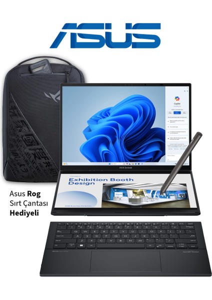 Ultra Pil Ömürlü Dokunmatik Ekran Zenbook Duo Çift OLED Ekran Core Ultra 7 16GB 1tb Geleceğin Bilgisayarı