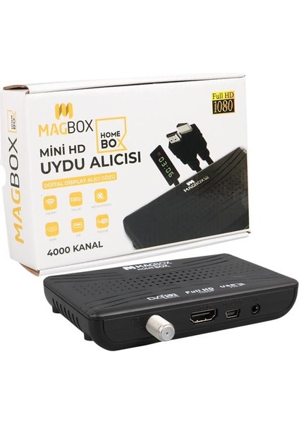 Magbox Homebox Full Hd Uydu Alıcısı 4000 Kanal Tkgs / Youtube / USB Destekli (Uzatma Display Göz fırsatları