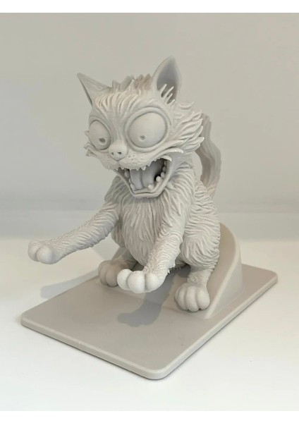 😱 Şaşkın/sinirli Kedi 3D Baskı Telefon Tutacağı (12 Cm) - Masaüstü Dekoratif Figür Standı
