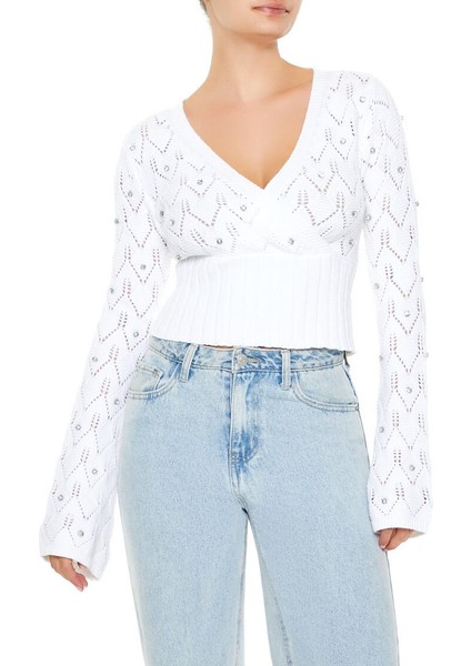 Renkli Taşlı Detaylı Kazak