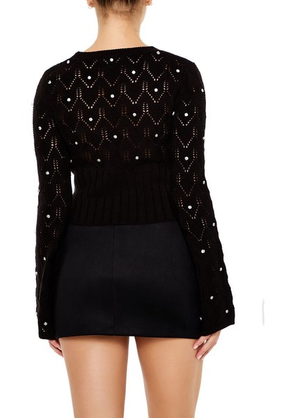 Renkli Taşlı Detaylı Kazak indirimleri