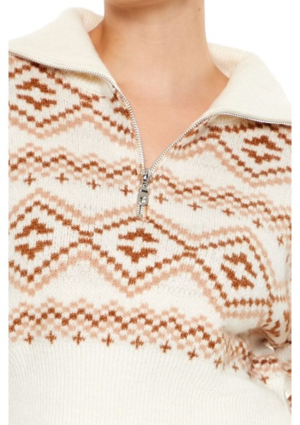 Fair Isle Desenli Yarım Yaka Kazak modelleri