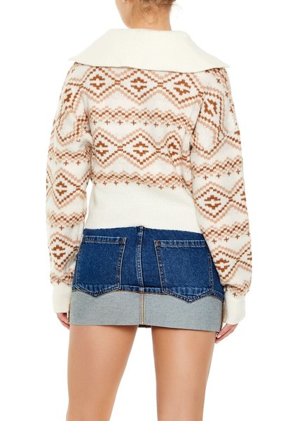 Fair Isle Desenli Yarım Yaka Kazak indirimleri