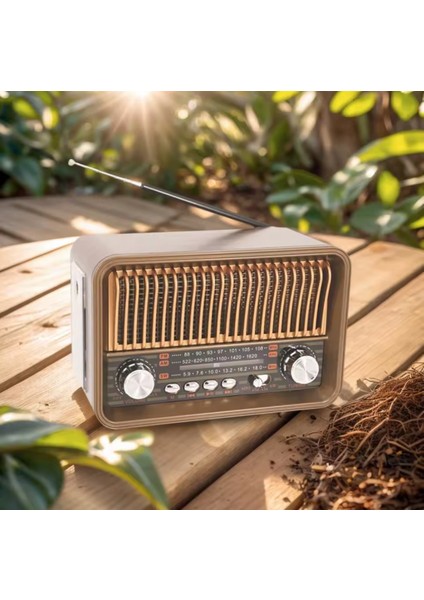 Tasarım Nostaljik Radyo Kablosuz Bağlantı Imkanı Işıklı Güçlü Bataryalı Fm Radyo Aux USB Bağlantı