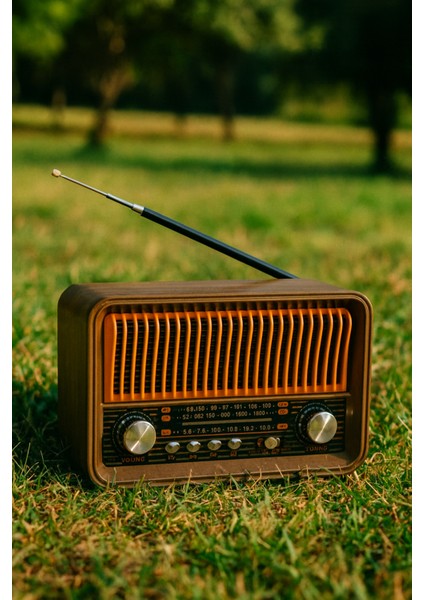 Tasarım Nostaljik Radyo Kablosuz Bağlantı Imkanı Işıklı Güçlü Bataryalı Fm Radyo Aux USB Bağlantı indirimleri