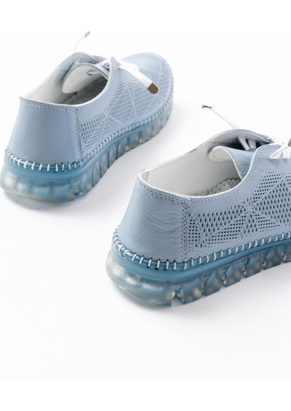 ZRİN-365 Mavi Desenli Hakiki Deri Tam Ortopedik Comfort Spor Babet indirimleri