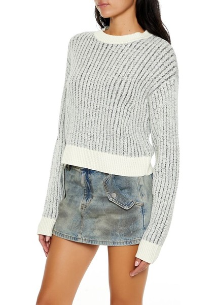 Çizgili Dirsek Detaylı Kazak