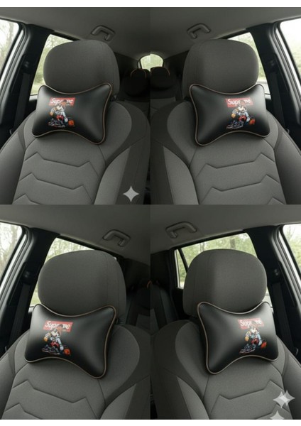 Mickey Mouse Logolu Lüks Deri Araç Boyun Yastığı - Özel Tasarım (4 Renk Seçeneği)