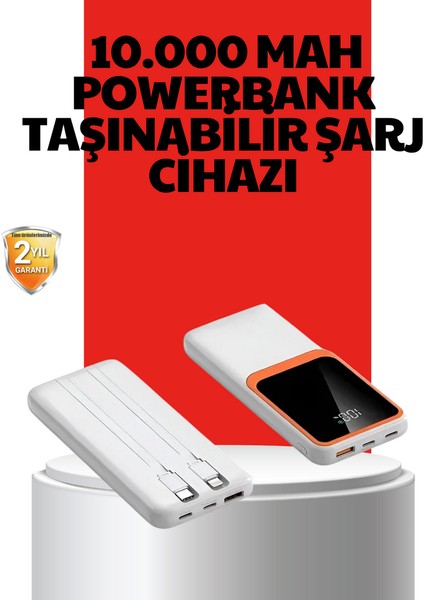 Nrzsnt 10000 Mah Taşınabilir Powerbank – Çift Çıkışlı Type-C ve Lightning Uyumlu