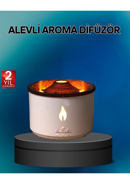 Nrzsnt Alev Efektli Buhar Makinesi – Aromaterapi, Nemlendirme ve Işık Modlu Tasarım