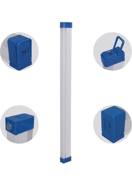 Powermaster T550 50CM 60W Çubuk Portatif LED Işıldak Şarjlı Tüp Lamba 1500MAH