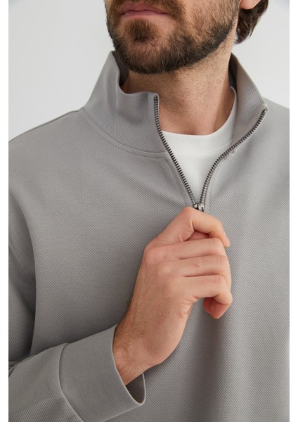 Fitilli Yarım Fermuarlı Sweatshirt modelleri