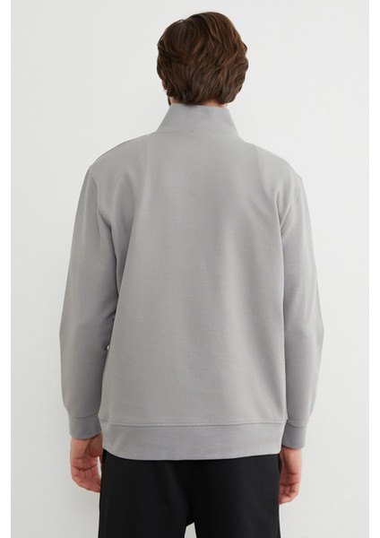 Fitilli Yarım Fermuarlı Sweatshirt