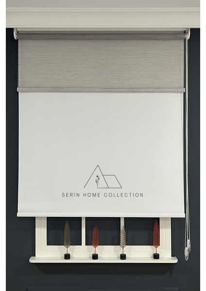 Kahverengi Ince Çizgili Tül ve Stor Perde (Dayanıklı Alüminyum Kasa) fırsatları