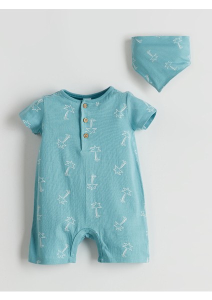 Yeni Sezon Baskılı Erkek Bebek Tulum ve Mama Önlüğü 2'li