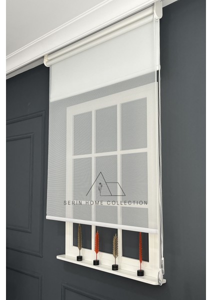 Beyaz Ince Çizgili Tül ve Stor Perde (Dayanıklı Alüminyum Kasa) fiyatları