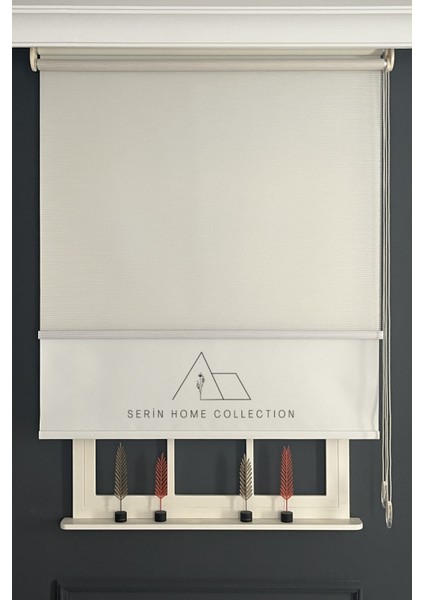 Krem Ince Çizgili Tül ve Stor Perde (Dayanıklı Alüminyum Kasa) fırsatları