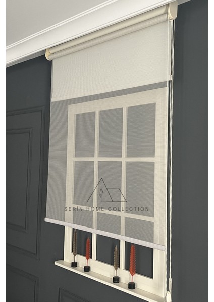 Krem Ince Çizgili Tül ve Stor Perde (Dayanıklı Alüminyum Kasa) fiyatları