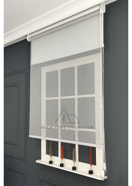 Gri Ince Çizgili Tül ve Stor Perde (Dayanıklı Alüminyum Kasa) fiyatları