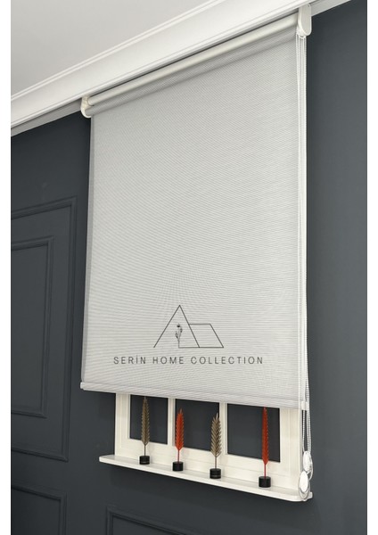 Gri Ince Çizgili Tül ve Stor Perde (Dayanıklı Alüminyum Kasa) modelleri