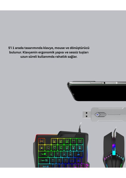 Set Klavye + Mouse + Dönüştürücü 5’li Paket Yüksek Dpi indirimleri