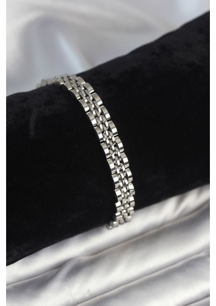 7 mm Kalınlıkta Gümüş Renkli Erkek Bileklik (316L Çelik)