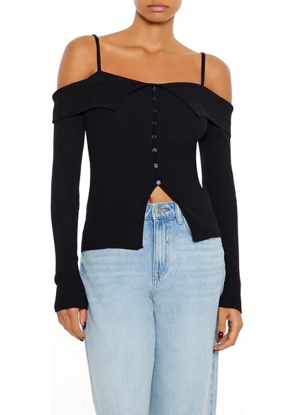 Açık Omuzlu Triko Kazak