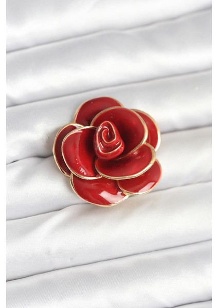 Kırmızı Gül Figürlü Broş