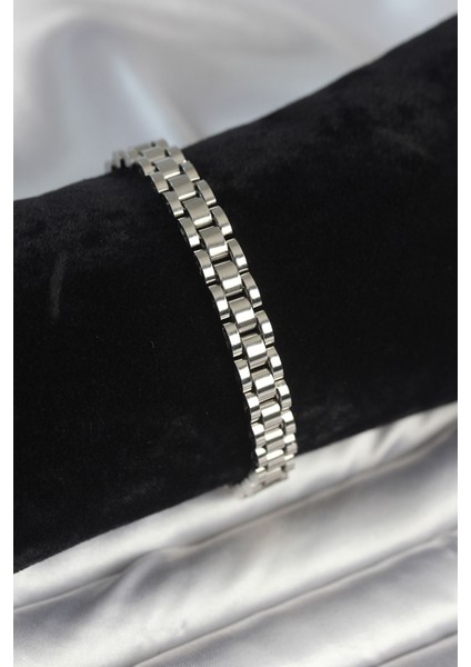 Gümüş Renk 7 mm Kalınlık Erkek Bileklik (316L Çelik)