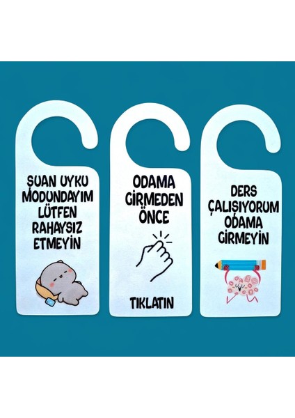 3 Adet Eğlenceli Oda Kapısı Dnd Kartları