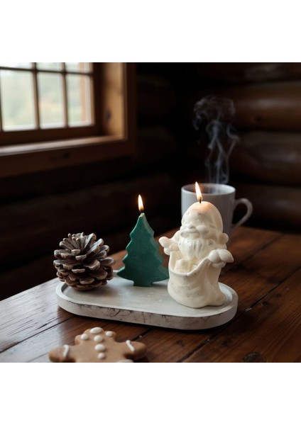 Noel Baba, Çam Ağacı Mumlar, Seramik Tablalı