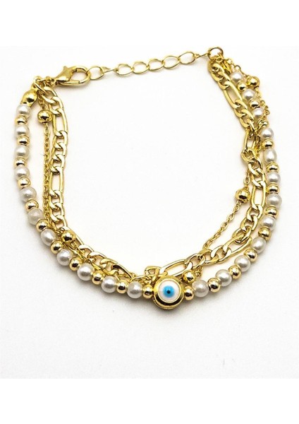 Incili Nazar Boncuklu Kombin Bileklik