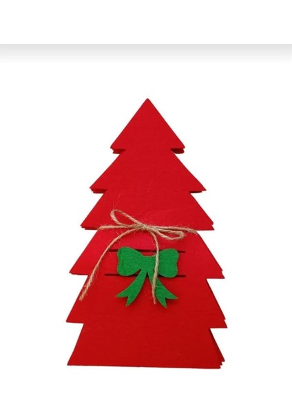 Yılbaşı Temalı Keçe Kırmızı Kaşıklık 6 Adet modelleri