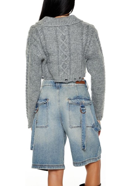 Yarım Yaka Crop Kazak