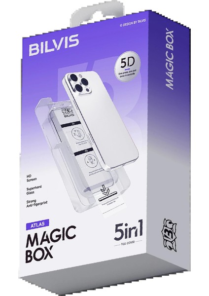 CPT05 Apple iPhone 16 Pro Max Bilvis 5in1 3D Magic Cam Ekran Koruyucu - Siyah