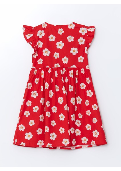 Yeni Sezon Önden Düğmeli Çiçekli Kız Çocuk Poplin Elbise fırsatları