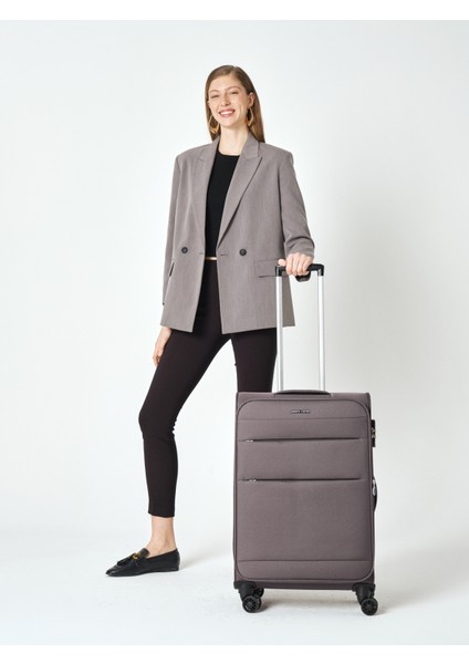 4200 Orta Boy Ultra Light Hafif Lüx Kumaş Tekerlekli Valiz