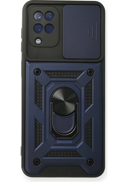 Samsung Galaxy A12 Kılıf Pars Lens Yüzüklü Silikon - Lacivert