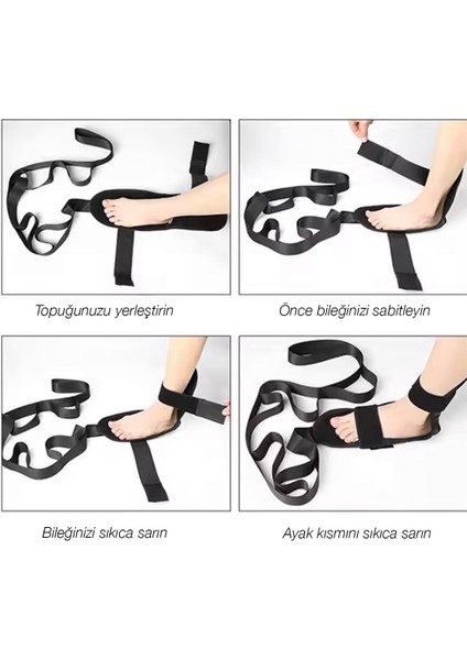 Ayak Calf Bacak Önü Arkası Kalça Sinir Esnetme Çok Yönlü ve Kotrollü Açılarda Kademeli Strenchıng Esneklik Kayışı