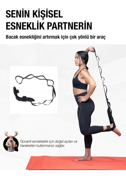 Ayak Calf Bacak Önü Arkası Kalça Sinir Esnetme Çok Yönlü ve Kotrollü Açılarda Kademeli Strenchıng Esneklik Kayışı