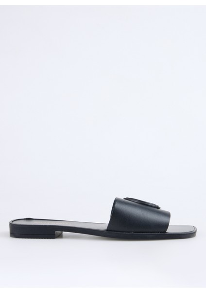 78RA3S93 Siyah Kadın Deri Terlik