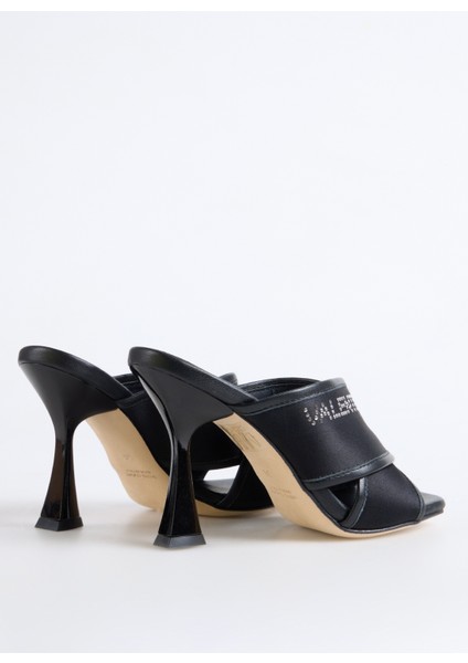Saten Siyah Kadın Topuklu Sandalet 91D2541STN modelleri