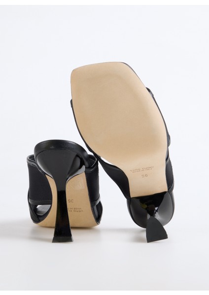 Saten Siyah Kadın Topuklu Sandalet 91D2541STN fırsatları