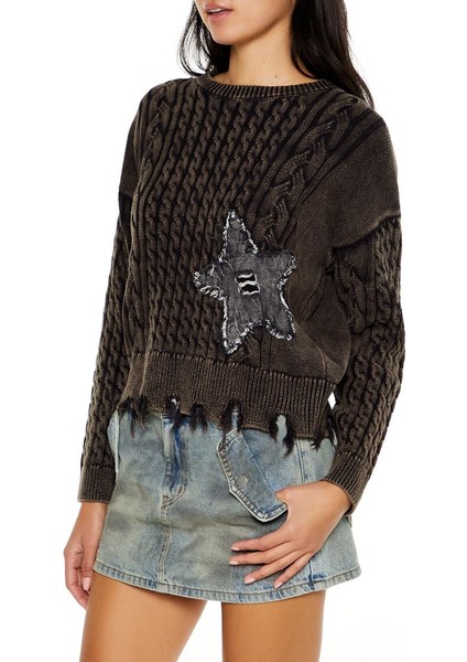 Yıldız Patchwork Detaylı Kazak