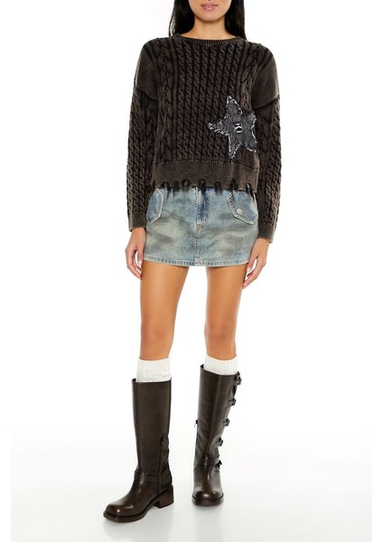 Yıldız Patchwork Detaylı Kazak fırsatları