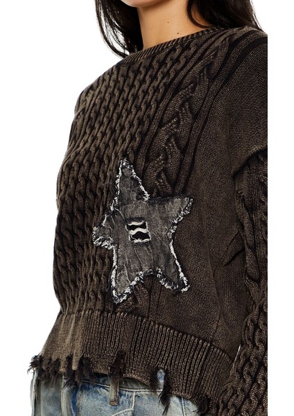 Yıldız Patchwork Detaylı Kazak indirimleri