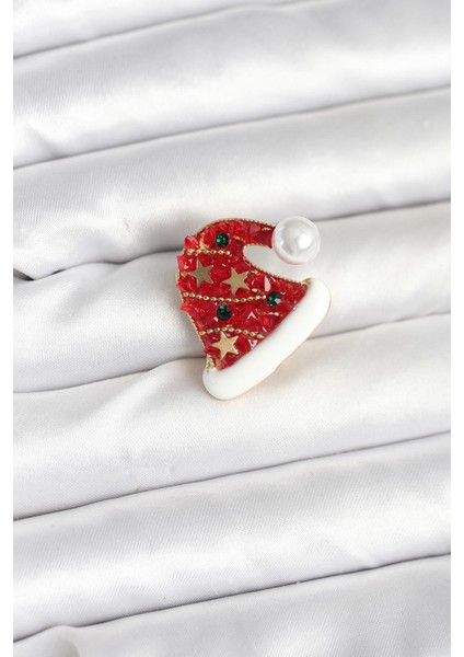 Kırmızı Şapka Model Yılbaşı Temalı Broş - Lisinya